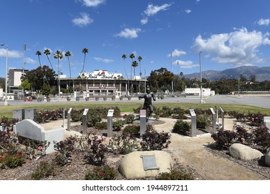 PASADENA, CALIFORNIA - 26 MAR 2021: Jackie Robinson Memorial At The Rose Bowl Football Stadium. 