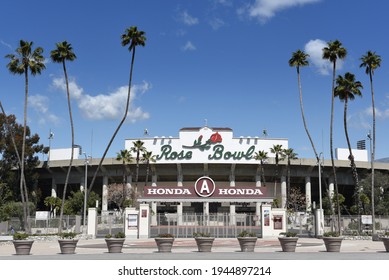 PASADENA, CALIFORNIA - 26 MAR 2021: The Main Gate At The Rose Bowl Football Stadium.