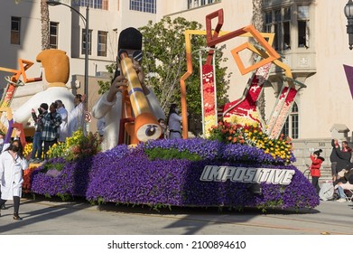 Pasadena, California, United States - January 1, 2022: The Lundquist Institute For Biomedical Innovation At Harbor UCLA, Impositive Float Shown During The 133rd Rose Parade.