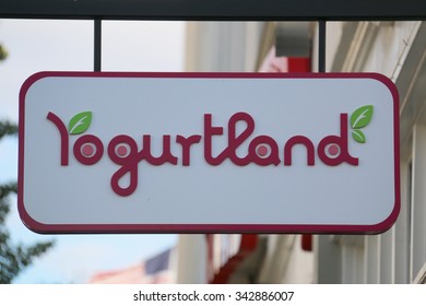 Pasadena, California, USA - November 15, 2015: Yogurtland Is An International Franchise Chain Of Frozen Yogurt Stores With Self Serve Format And Inexpensive Products.