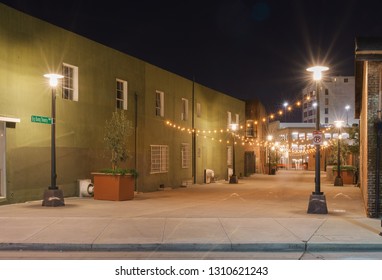 PASADENA, CA/USA - FEBRUARY 8, 2019: A Night Scene Showing The Big Bang Theory Alley Near Old Town.