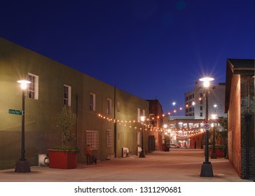 PASADENA, CA/USA - FEBRUARY 9, 2019: A Night Scene Showing The Big Bang Theory Way Near Old Town. Pasadena Is A City In Los Angeles County In California.