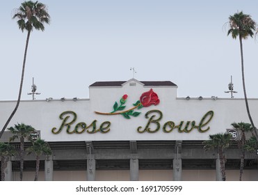 PASADENA, CA/USA - JULY 13, 2016: Facade Of The World Famous Rose Bowl Stadium In Los Angeles County.