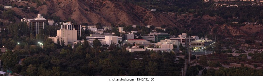 PASADENA, CA/USA - OCTOBER 26, 2019: Image Taken At Twilight Of The NASA Jet Propulsion Laboratory.