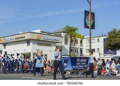 Pasadena,  JAN 1: Westlake High School, Matching Thunder Band Show Of The Superb Tournament Of The Famous Rose Parade On JAN 1, 2017 At Pasadena, California, United States