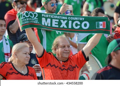 Pasadena, USA - June 09, 2016:  Soccer Fan During Copa America Centenario Match Mexico Vs Jamaica At The Rose Bowl Stadium.