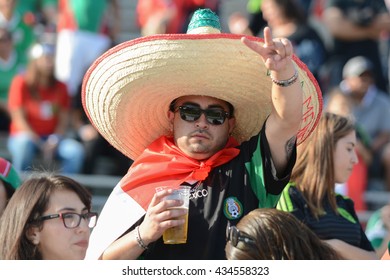 Pasadena, USA - June 09, 2016:  Soccer Fan During Copa America Centenario Match Mexico Vs Jamaica At The Rose Bowl Stadium.