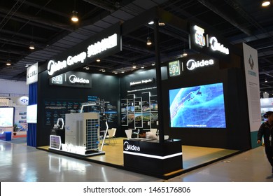 PASAY, PH - JULY 26: Midea Group exhibit booth on July 26, 2019 at Cold Chain 2019 in SMX Convention Center Pasay, Philippines. - Shutterstock ID 1465176806