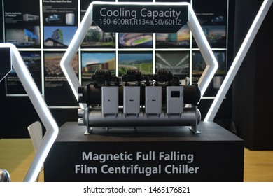 PASAY, PH - JULY 26: Midea Group Magnetic Full Falling Film Centrifugal Chiller On July 26, 2019 At Cold Chain 2019 In SMX Convention Center Pasay, Philippines.