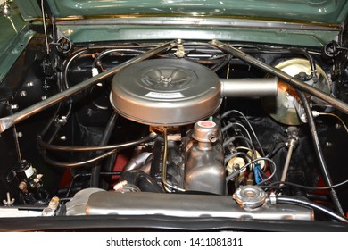 PASAY, PH – MAY 25: Ford Mustang car engine at 28th Trans Sport Show at SMX Convention Center on May 25, 2019 in Pasay, Philippines. - Shutterstock ID 1411081811