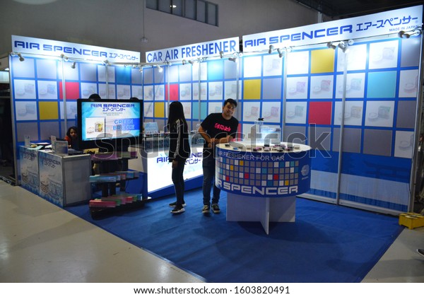 PASAY, PH - NOV. 16: Air Spencer car air\
freshener booth at Manila Auto Salon on November 16, 2019 in SMX\
Convention Center, Pasay, Philippines.\

