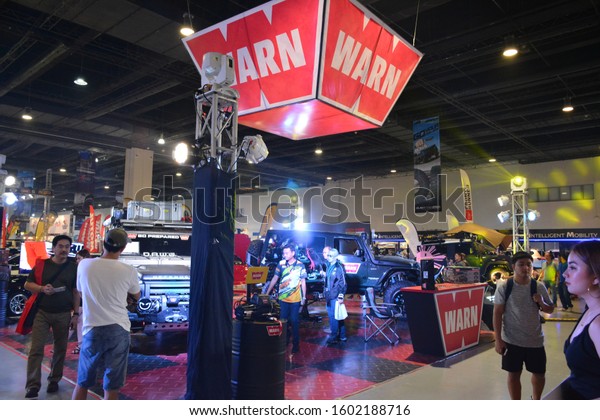 PASAY, PH - NOV. 16: Warn winch exhibit booth at Manila\
Auto Salon on November 16, 2019 in SMX Convention Center, Pasay,\
Philippines. 