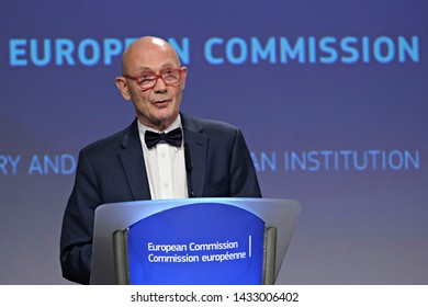 Pascal Lamy, President  Of The Jacques Delors Institute Attends In Press Conference About History Of EU Commission From 1986 To 2000 In Brussels, Belgium On June. 24, 2019.