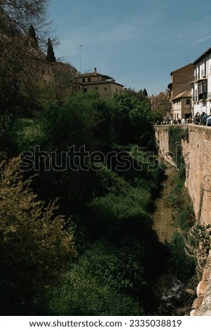 Paseo de los tristes Granada with a view of the river. Granada, Spain.