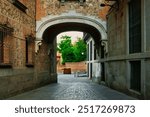 Passage with an arch that connects the Casa de la Villa with the Casa de Cisneros, in the historic center of Madrid, Spain.