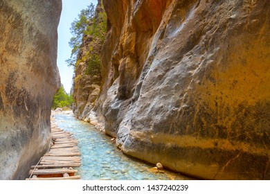 Passage Of Famous Samaria Gorge, Crete, Greece