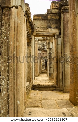 The passage through Bayon temple in Angkor Thom, Siemreap, Cambodia. Close up