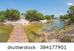 A passage way made of wood at Casanarito river, in Apure state, in Venezuela