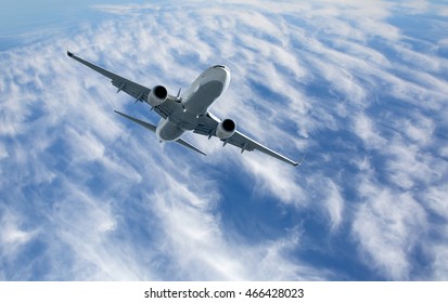 Passenger airplane in the clouds.