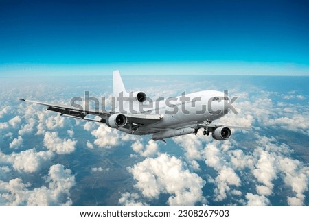    Passenger airplane in the clouds. 