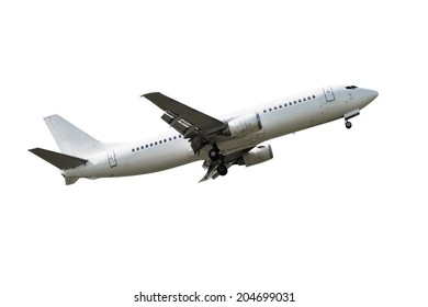 Passenger Airplane Taking Off Isolated Over White Background