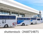 Passenger buses parked at Ankara intercity bus terminal