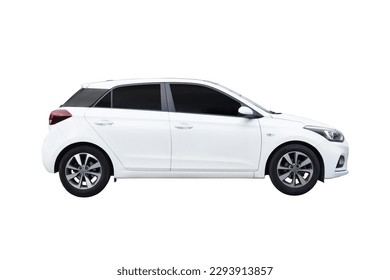 Passenger car isolated on a white background, with clipping path. Full Depth of field. Focus stacking, side view. - Shutterstock ID 2293913857