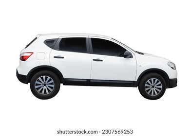 Passenger car isolated on a white background, with clipping path. Full Depth of field. Focus stacking, side view. PNG