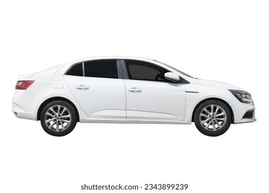 Passenger car isolated on a white background, with clipping path. Full Depth of field. Focus stacking, side view.  - Shutterstock ID 2343899239