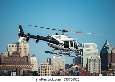 Passenger Helicopter Flying In New York City