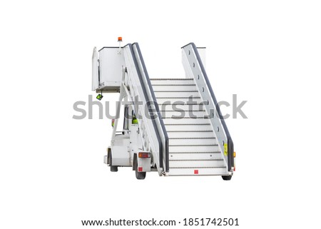 Passenger ladder boarding mobile ramp isolated on white background