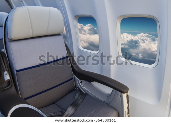 Passenger Plane Interior Fragment Business Class Stock Photo