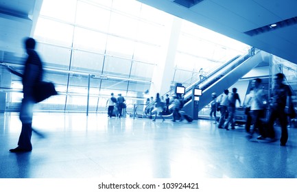 passenger in the shanghai pudong airport.interior of the airport.