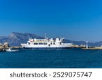 A passenger ship enters the seaport of Trpanj on the Peljesac Peninsula in Croatia



