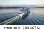 Passenger ship on a cruise on the Volga river in Volgograd in Russia