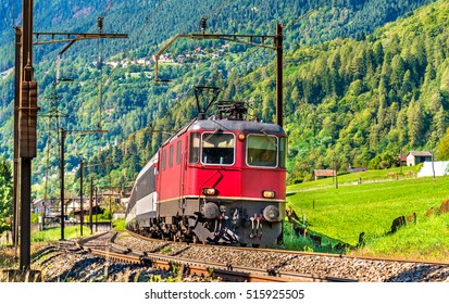 Passenger Train Is Going Down The Gotthard Pass. The Traffic Will Be Diverted To The Gotthard Base Tunnel In December 2016.