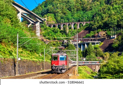 Passenger Train Is Going Down The Gotthard Pass. The Traffic Will Be Diverted To The Gotthard Base Tunnel In December 2016.