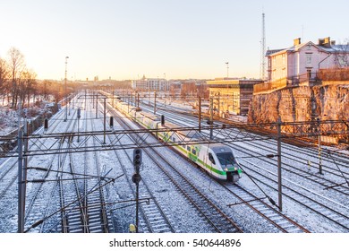 Passenger Train In Helsinki, Finland