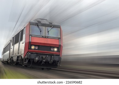 passenger train with speed effect and copyspace