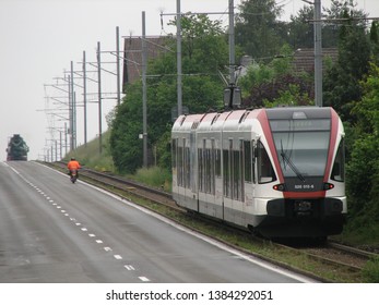 A Passenger Train Of The Swiss Federal Railways. Seon. Trains From Aarau To Luzern. 