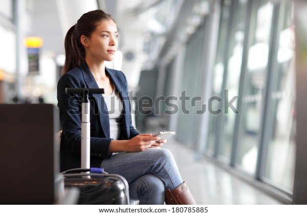 Passenger Traveler Woman Airport Waiting Air Stock Photo 180785885 ...
