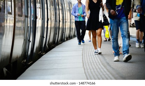 Passengers and commuter train