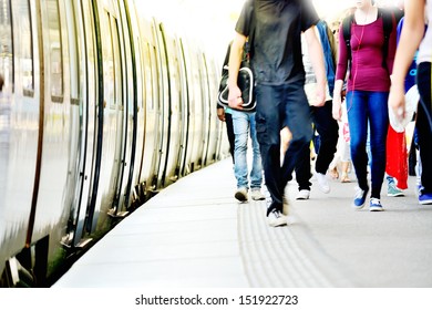 Passengers and commuter train