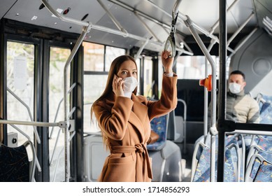 Passengers On Public Transport During The Coronavirus Pandemic Keep Their Distance From Each Other. Protection And Prevention Covid 19