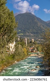 At Passer river in Meran, South Tyrol - Shutterstock ID 2236086761