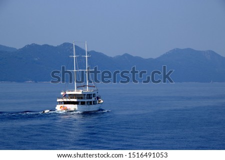 passing a boat, from the ferry from Prapratno, Peljesac to Sobra, Mljet, Croatia Foto stock © 