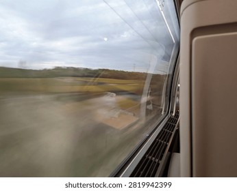 Passing through the Fields of Provence Quickly on the TGV French High Speed Train - Rail in France