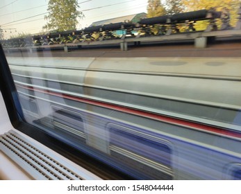 Passing train from a moving train