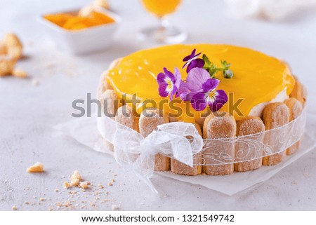 Similar – Image, Stock Photo Passion fruit and peach cake