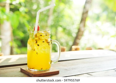 Passion Fruit Juice In Glass.